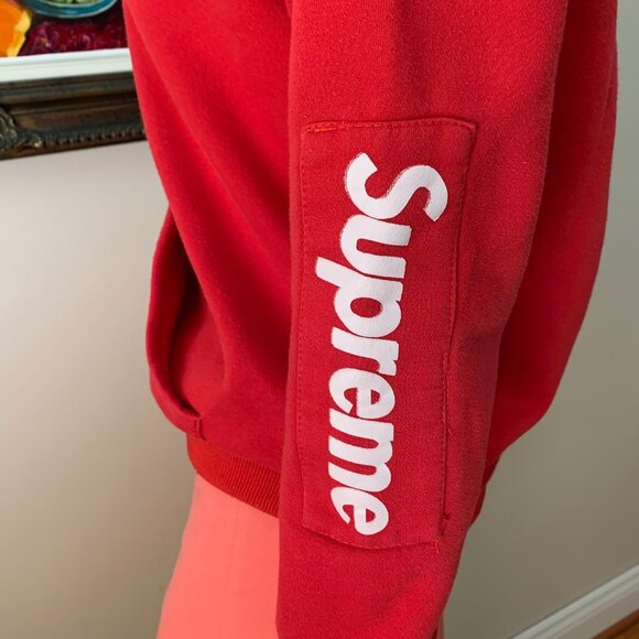 Supreme Youth Sleeve Patch Box Logo Hoodie Sweatshirt Kangaroo Pocket - Picture 6 of 11